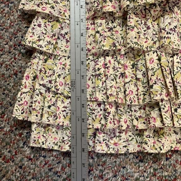 J. Crew Liberty of London Ivory Floral  Strapless Ruffle Tiered Mini Dress Sz 0 - Picture 8 of 16